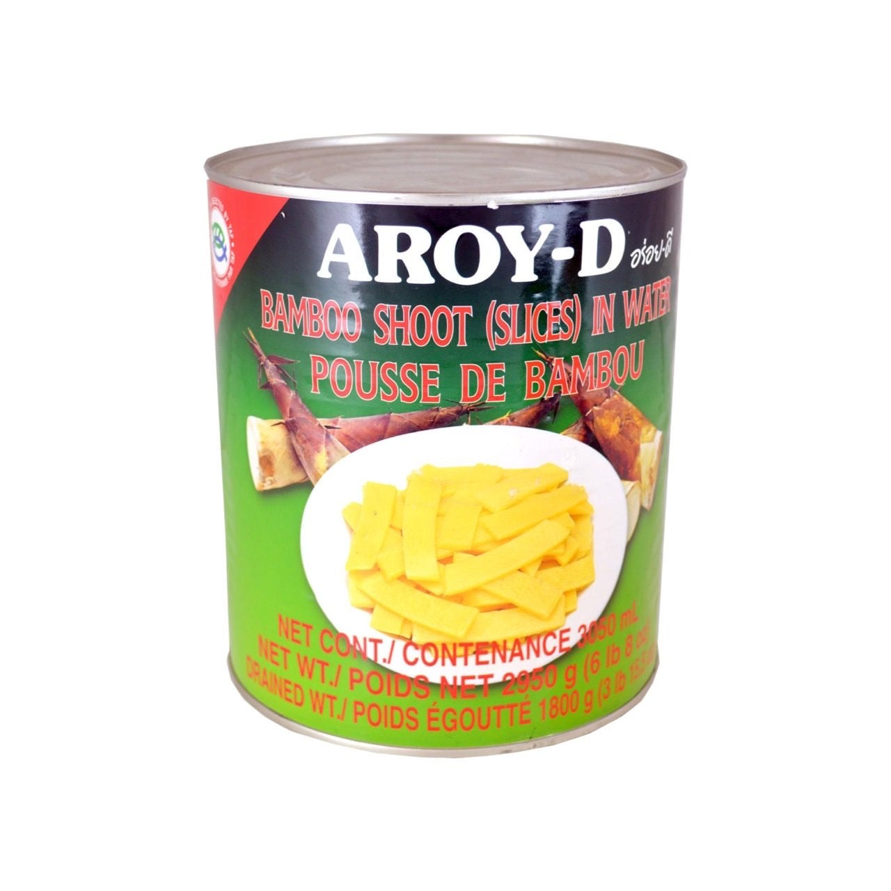 AROY-D Bambussprossen in Scheiben (หน่อไม้หั่นแผ่น อร่อย-ดี) 2950g