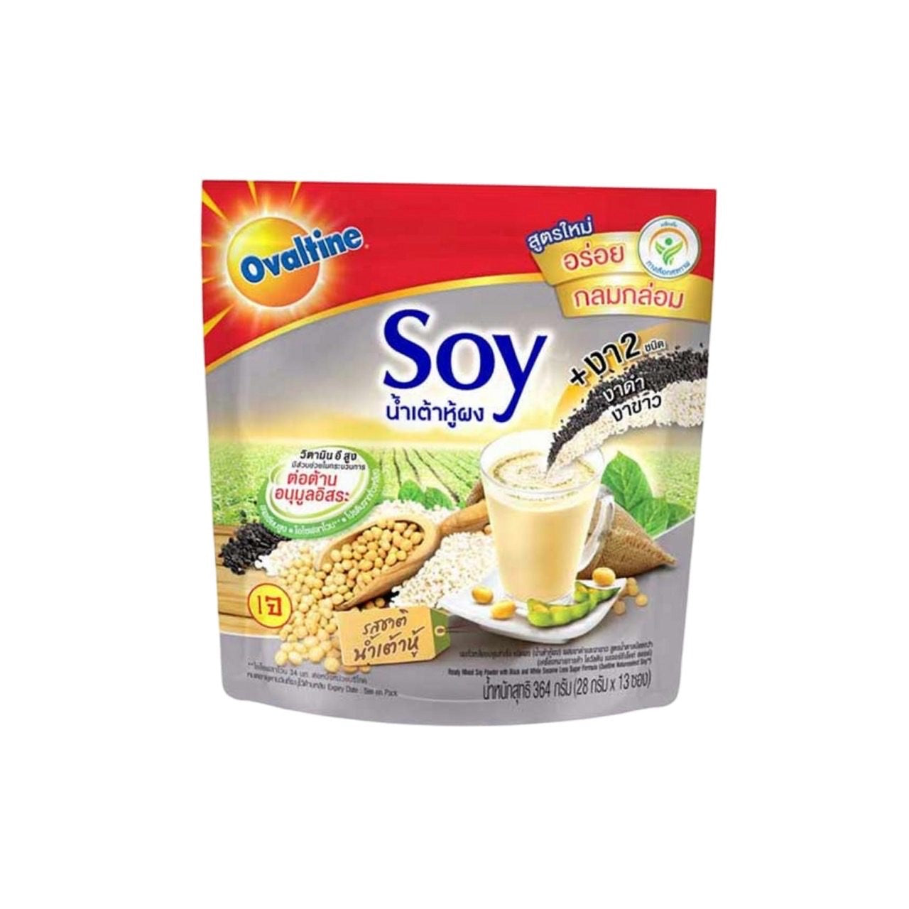 OVALTINE Instant-Sojamilch mit schwarzem Sesam (น้ำเต้าหู้ผงงาดำ 13 ซอง โอวัลติน) 364g