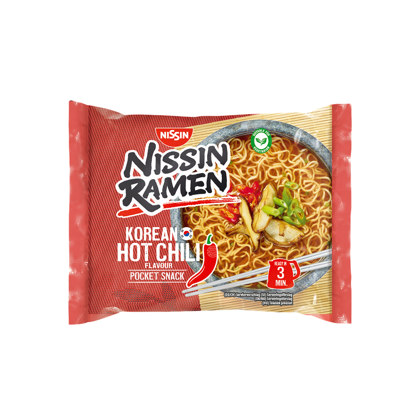 NISSIN Ramen mit koreanischem scharfem Chili-Geschmack (รสพริกเผ็ดเกาหลี นิสชิน) 100g