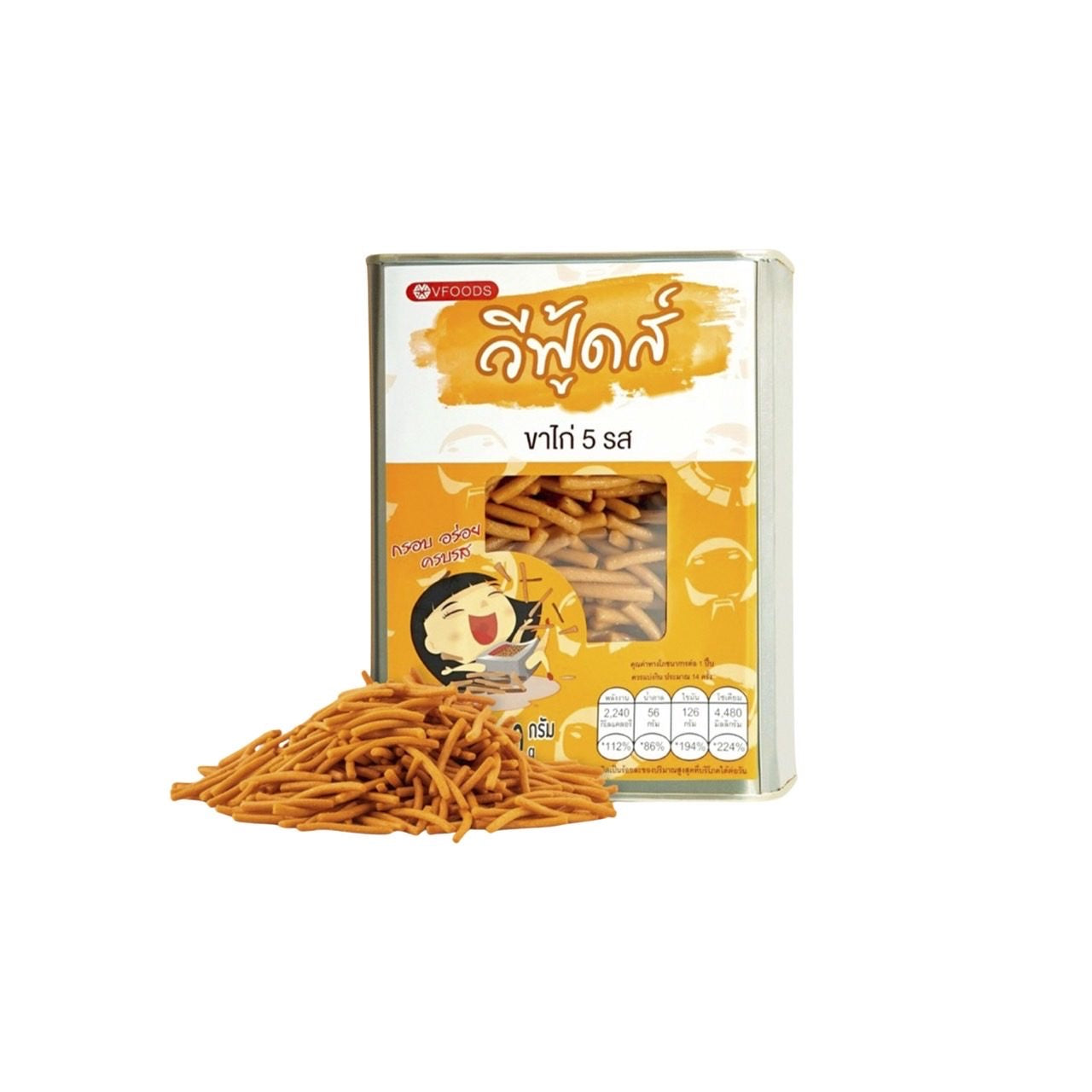 VFOODS Würzige Knabberstangen "5 Geschmacksrichtungen" (ขาไก่ 5 รส วีฟู้ดส์) 350g
