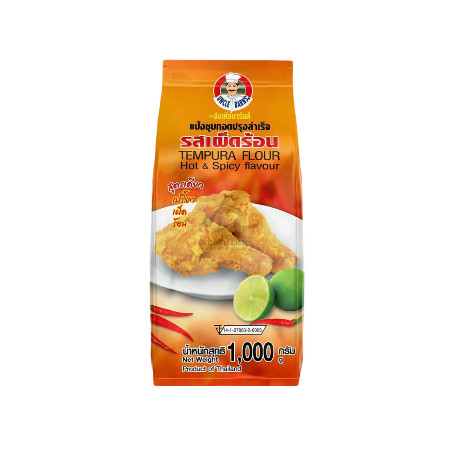 UNCLE BARNS' Tempura-Mehl "Hot & Spicy" (แป้งทอดกรอบ รสเผ็ดร้อน อังเคิลบาร์นส์) 1000g
