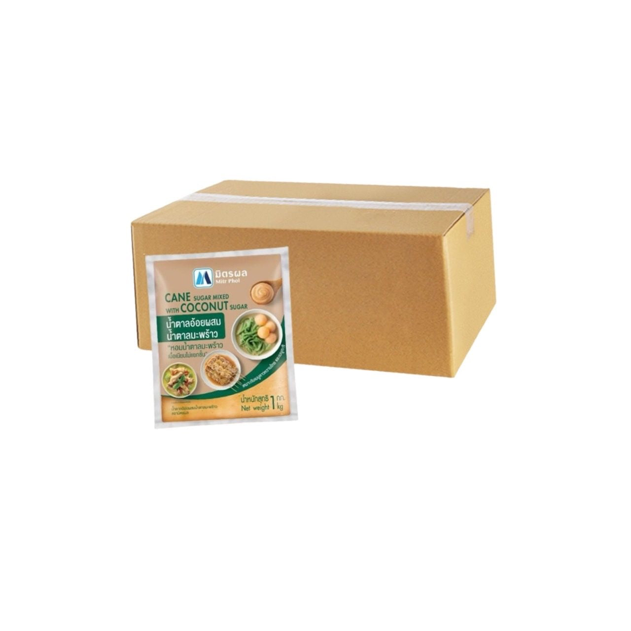 MITR PHOL Rohr- und Kokoszucker-Mischung (น้ำตาลอ้อยผสมน้ำตาลมะพร้าว มิตรผล) 20x1000g