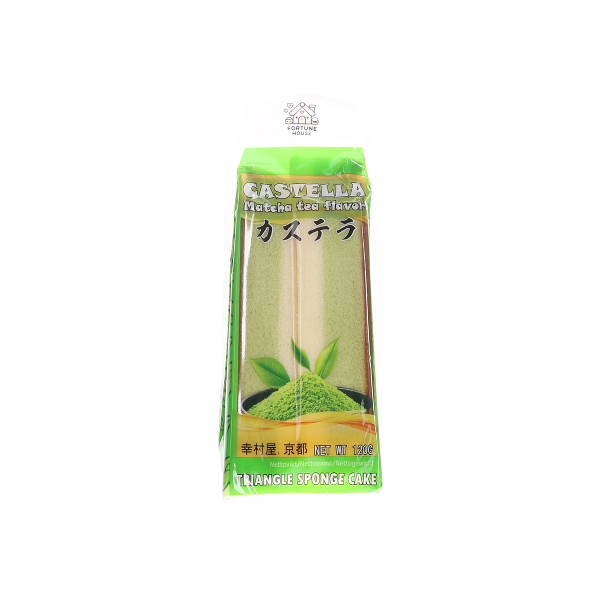 FORTUNE HOUSE Castella Kuchen mit Matcha-Tee-Geschmack (เค้กคัสเตลล่า รสชาเขียวมัทฉะ ฟอร์จูนเฮาส์) 120g - Ohayo Asia Shop