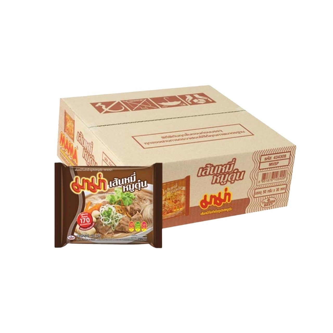 MAMA Instant-Reisnudeln geschmortes Schweinefleisch (เส้นหมี่หมูตุ๋น มาม่า) 30x50g