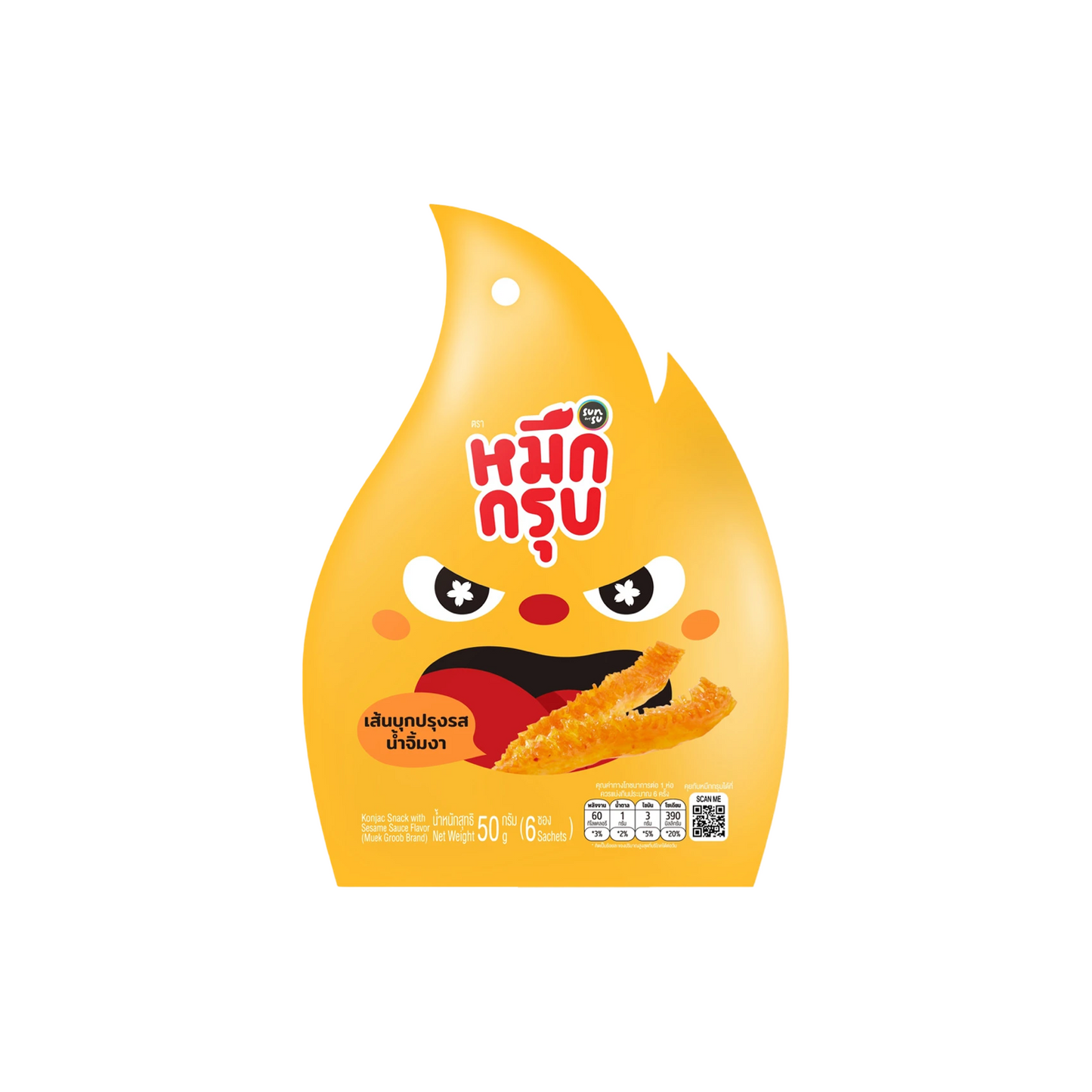 SUNSU Muek Grub - Gewürzte Konjak Streifen (6er Pack) (หมึกกรุบ ซันซุ) 50g