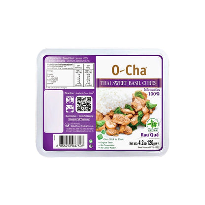 O-CHA Tiefgekühlte Thai-Basilikum-Würfel (ใบโหระพาก้อนแช่แข็ง โอชา) 120g