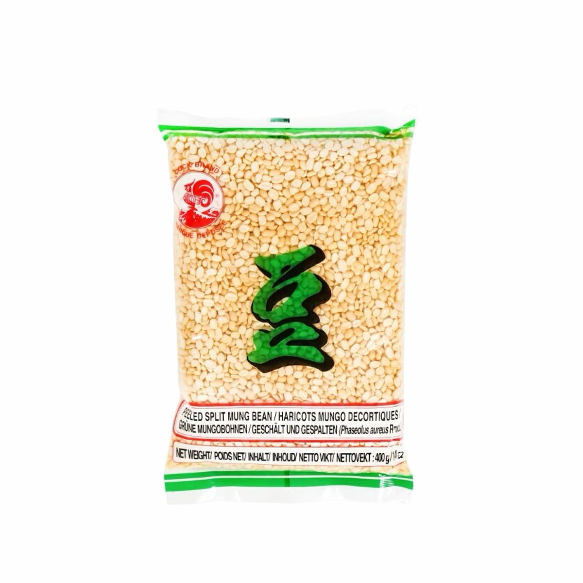 COCK Geschälte Mungbohnen (ถั่วเขียวเลาะเปลือก ไก่) 400g - Ohayo Asia Shop