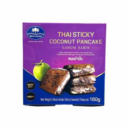 BUA LUANG Khanom Babin – Thai Klebreis-Kokos-Küchlein (ขนมบ้าบิ่นแช่แข็ง บัวหลวง) 160g