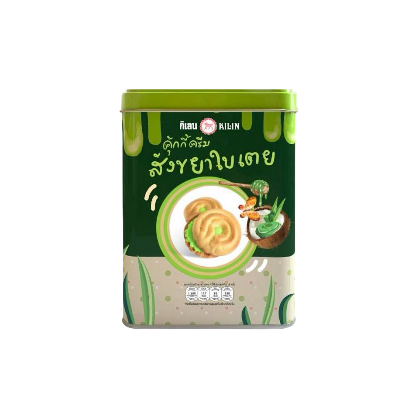 KILIN Pandan-Creme-Kekse (ขนมปี๊บจิ๋ว คุ้กกี้ครีมสังขยาใบเตย กิเลน) 400g