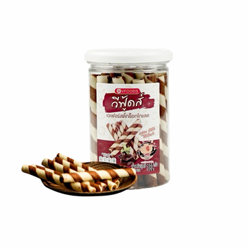 VFOODS Knusprige Waffelröllchen mit Schokoladencreme (เวเฟอร์โรลรสช็อกโกแลต วีฟู้ดส์) 180g - Ohayo Asia Shop