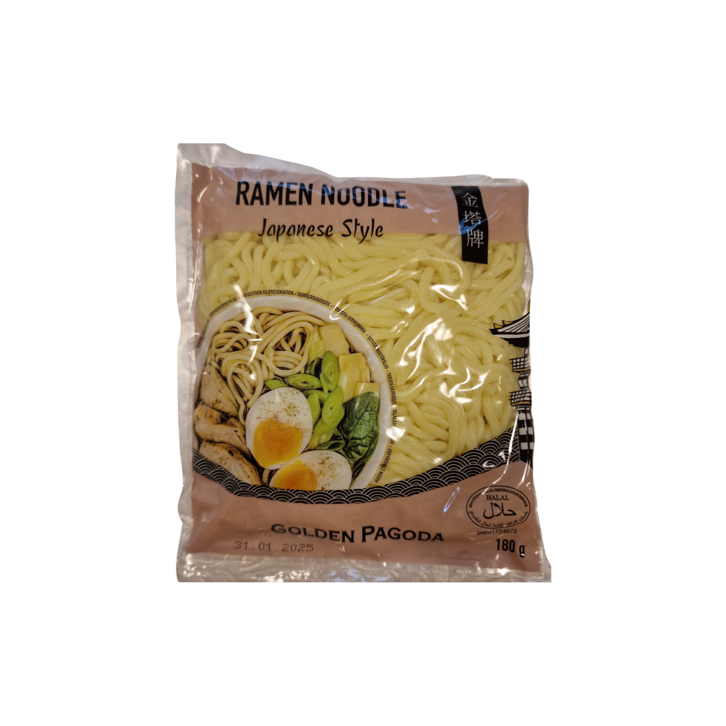 GOLDEN PAGODA Ramen-Nudeln Japanischer Stil (เส้นราเมงสไตล์ญี่ปุ่น เจดีย์ทอง) 180g