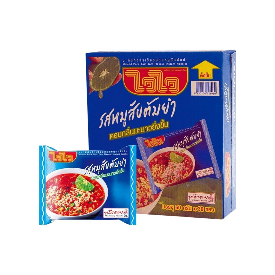 WAIWAI Instantnudeln mit Schweinehackfleisch-Tom-Yum-Geschmack (รสหมูสับต้มยำ ไวไว) 30x60g