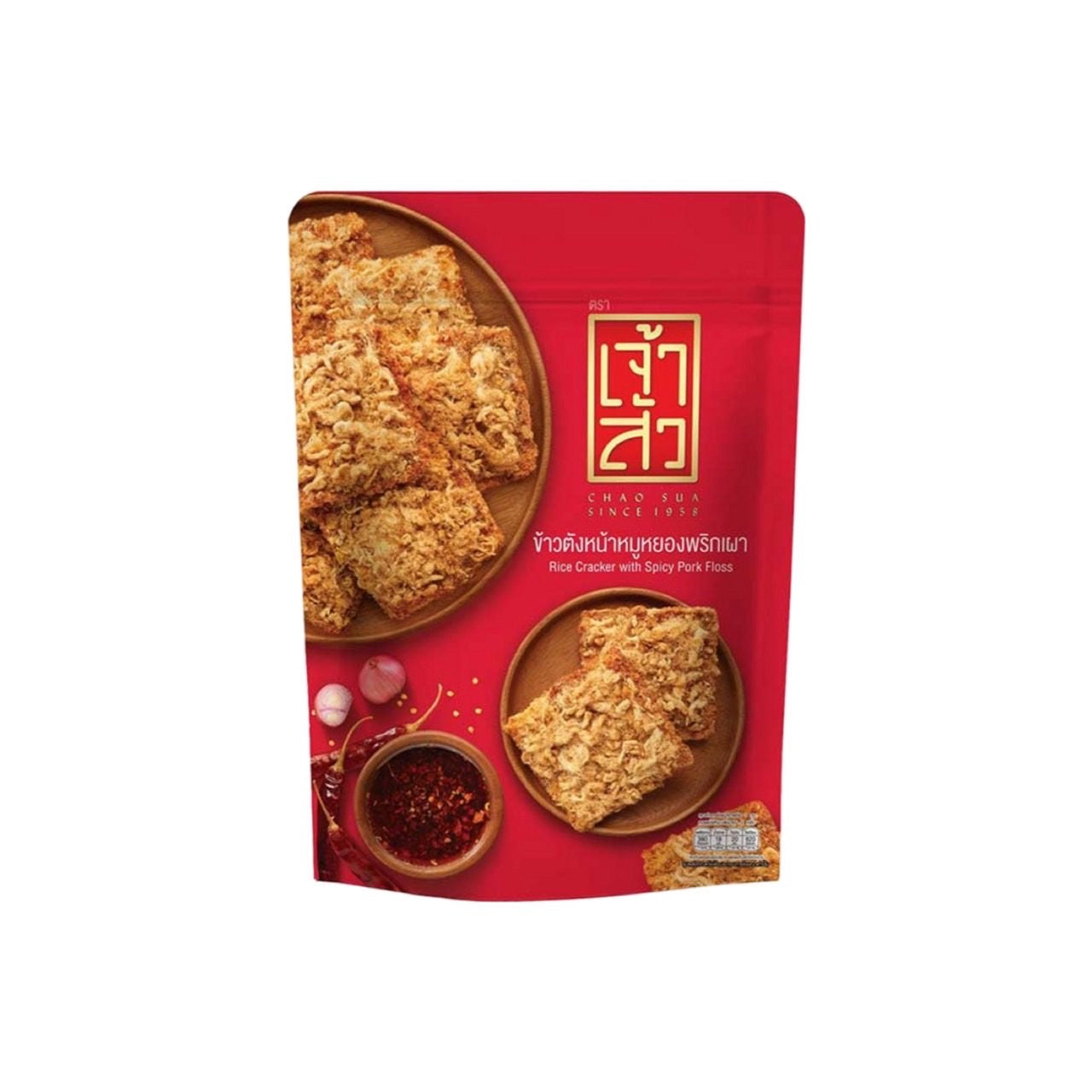 CHAO SUA Reis-Cracker mit Chili Schweinefloss (ข้าวตังหน้าหมูหยองพริกเผา เจ้าสัว) 80g