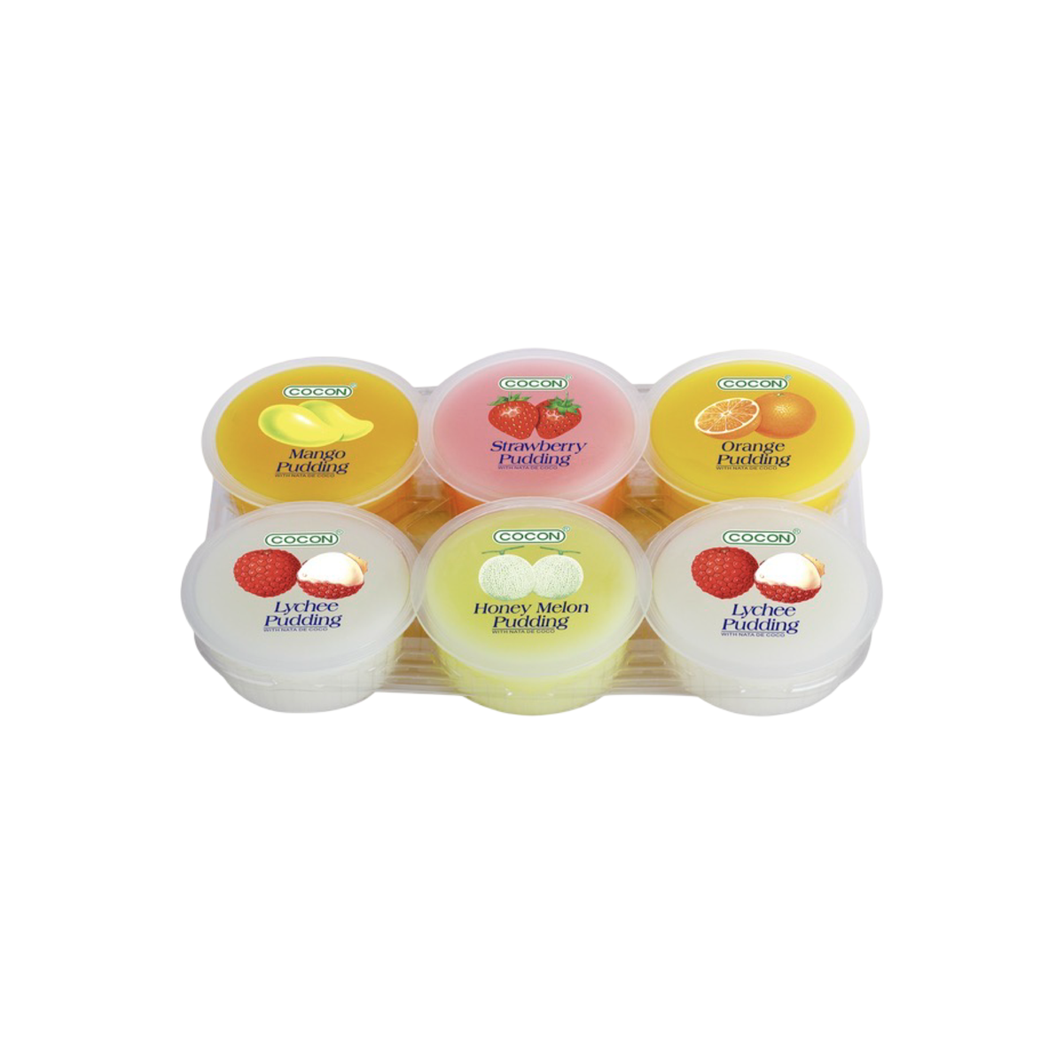 COCON Fruchtpudding mit Nata de Coco gemischt (พุดดิ้งผสมวุ้นมะพร้าว รวมรส โคคอน) 480g - Ohayo Asia Shop