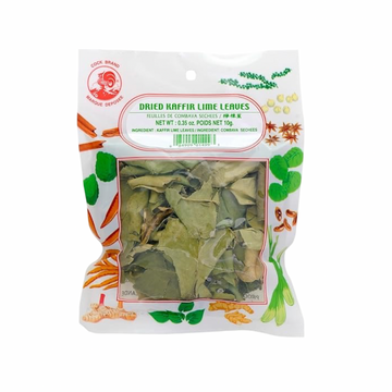 COCK Getrocknete Kaffir-Limettenblätter (ใบมะกรูดอบแห้ง ตราไก่) 10g - Ohayo Asia Shop