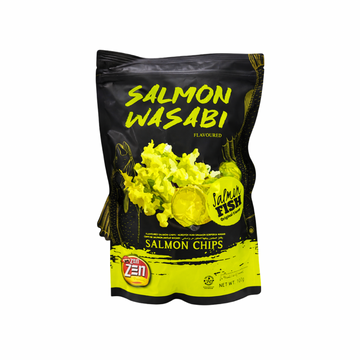 ZENZEN Knusprige Lachshaut-Chips Wasabi-Geschmack (หนังปลาแซลมอนทอดกรอบ รสวาซาบิ เซนเซน) 70g - Ohayo Asia Shop