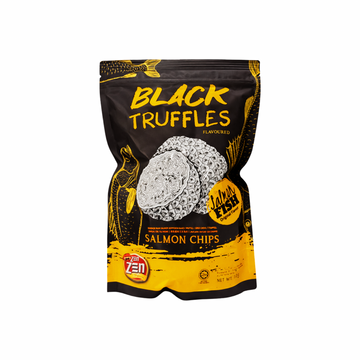 ZENZEN Knusprige Lachshaut-Chips mit Schwarzem Trüffelgeschmack (ข้าวเกรียบปลาแซลมอน รสทรัฟเฟิลดำ เซนเซน) 70g - Ohayo Asia Shop