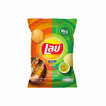 LAY'S Kartoffelchips Gegrillte Garnele & Meeresfrüchte-Sauce (รสกุ้งเผาและน้ำจิ้มซีฟู้ด เลย์) 73g - Ohayo Asia Shop