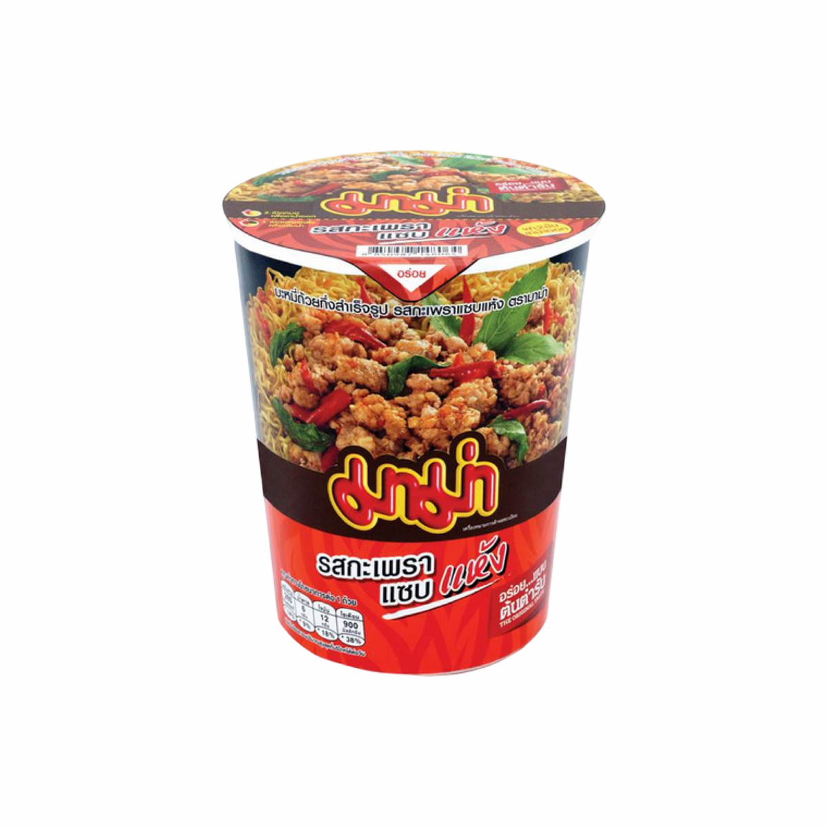 MAMA Cup Instant-Nudeln Pad Krapao Wok Würzig Basilikum Trockennudeln Becher (รสกะเพราแซบแห้ง มาม่าคัพ) 60g - Ohayo Asia Shop