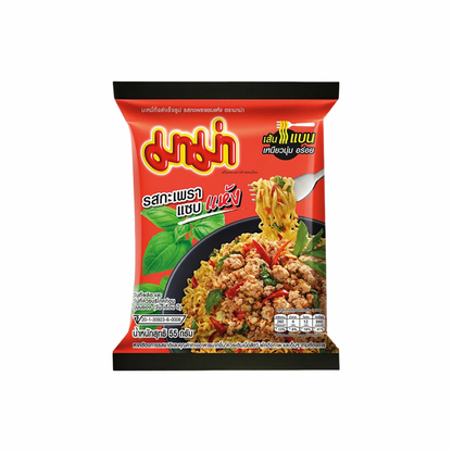MAMA Instant-Nudeln Pad Krapao Wok Würzig Basilikum Trockennudeln (บะหมี่กึ่งสำเร็จรูปรสกะเพราแซ่บแห้ง มาม่า) 55g