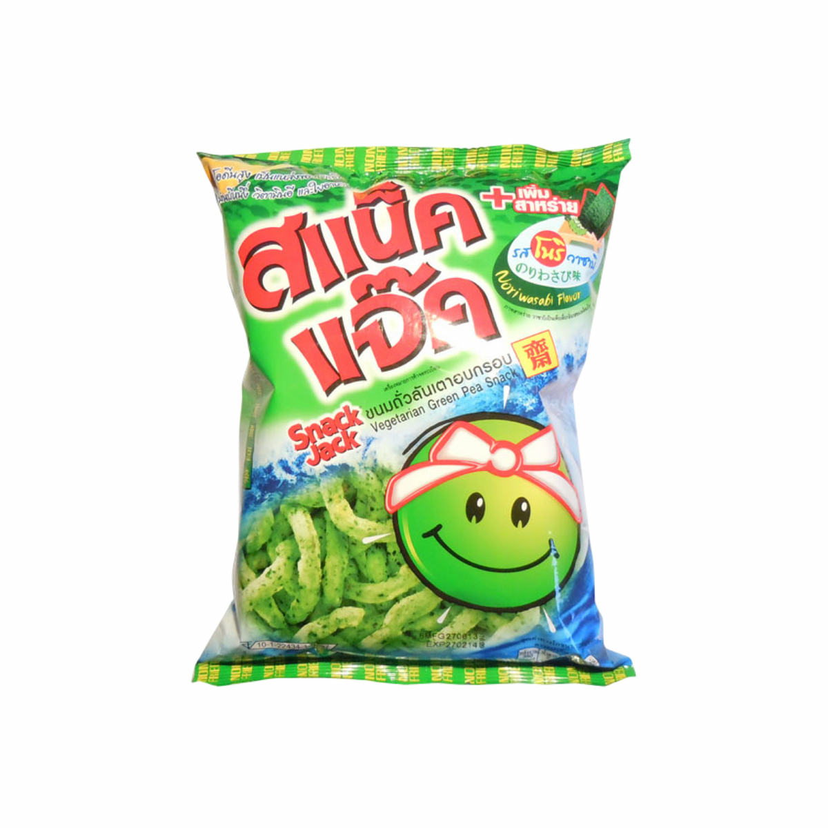 SNACK JACK Gebackener Grüner Erbsensnack Nori Wasabi (ถั่วลันเตาอบกรอบรสนริวาซาบิ สแน็คแจ็ค) 62g
