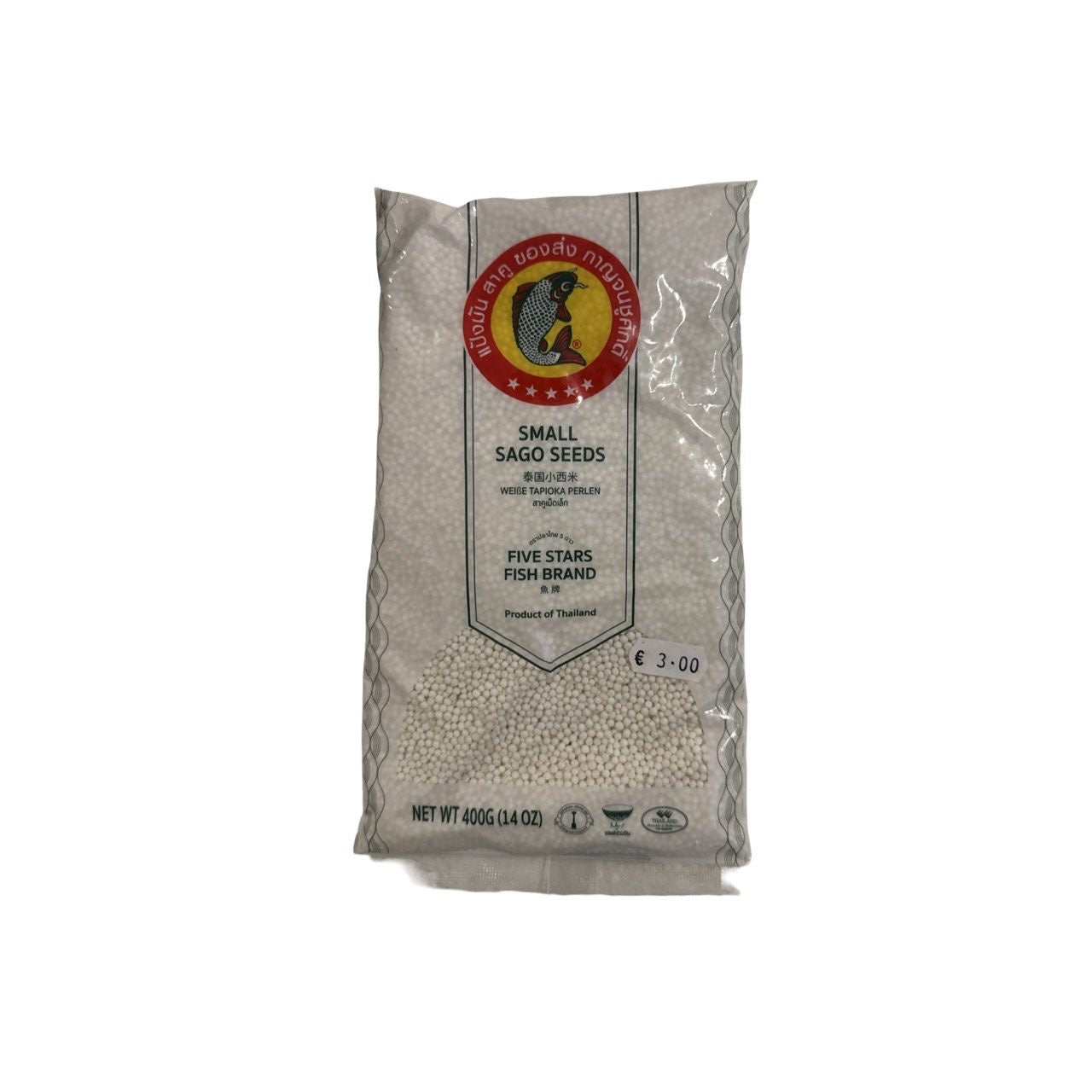 FIVE STARS FISH kleine Tapiokaperlen (สาคูเม็ดเล็ก ปลาไทย 5 ดาว) 400g
