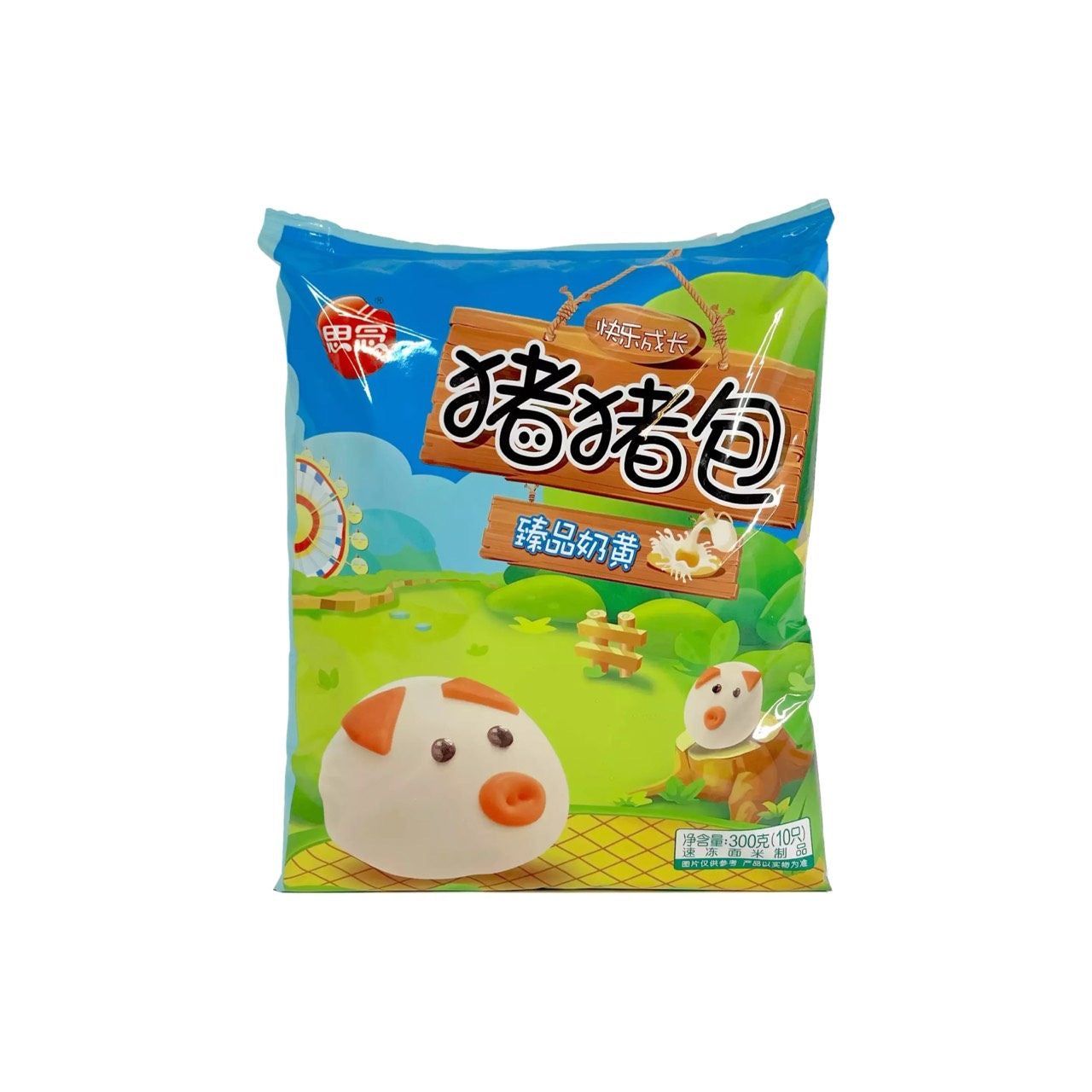 SYNEAR Tiefgekühlte Hefeklöße mit Cremefüllung (Schweinchen-Design) 10 Stk. (ซาลาเปาไส้ครีมรูปหมู ซือเนี่ยน) 300g