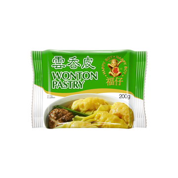 HAPPY BOY Tiefgefrorene Wantan-Teigblätter (แผ่นเกี๊ยวแช่แข็ง แฮปปี้บอย) 200g - Ohayo Asia Shop