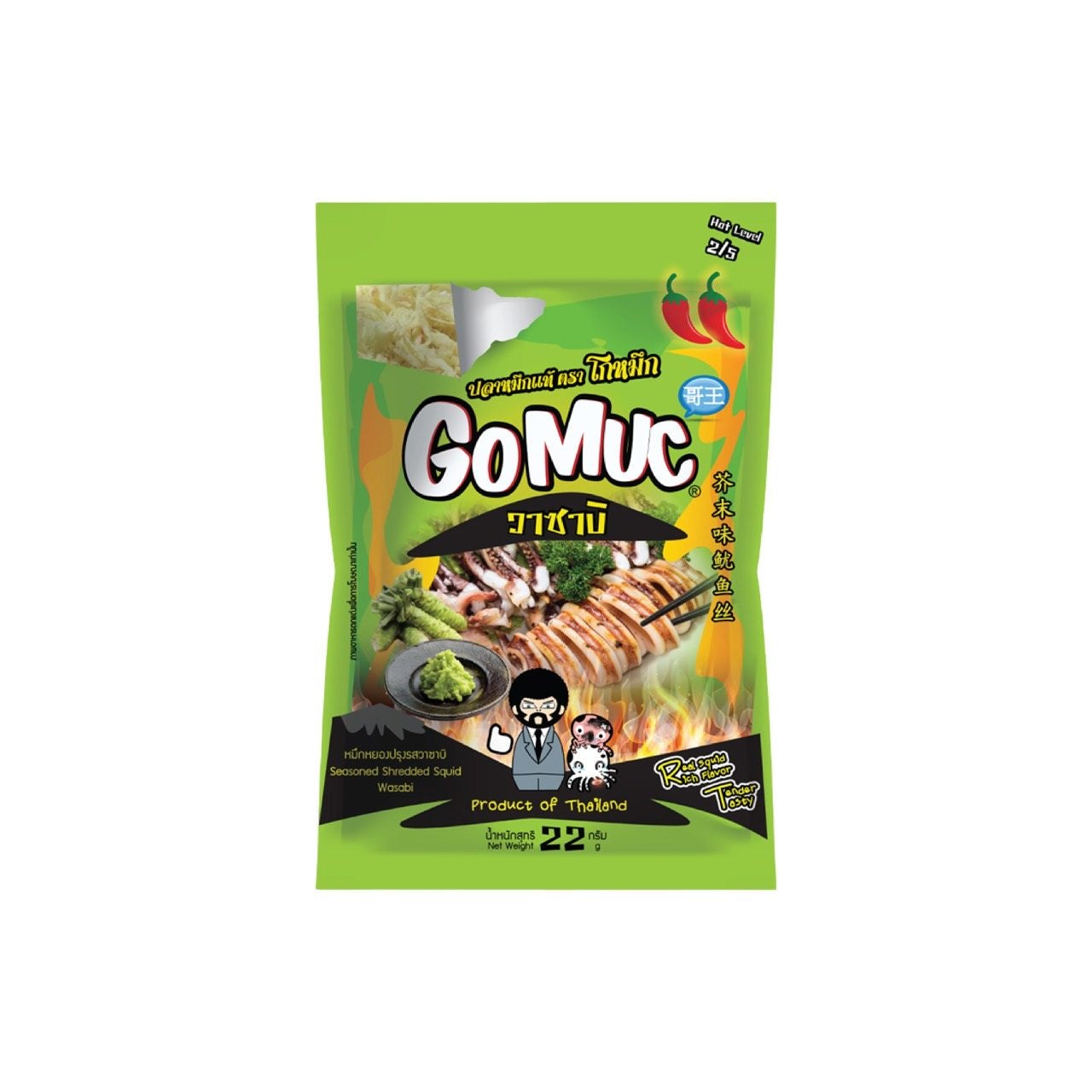 KO-MUEK Gewürzter Tintenfisch (หมึกหยองปรุงรส โกหมึก) 22g