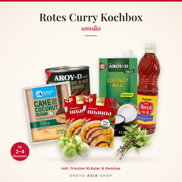 Rotes Curry Kochbox mit Thai-Aubergine und Thai-Basilikum