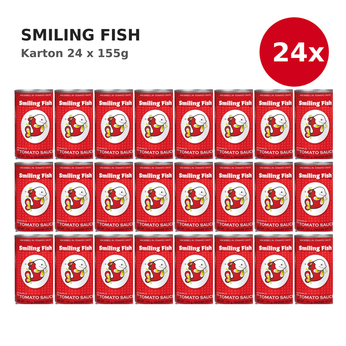 SMILING FISH Makrelen in Tomatensauce Karton 24x155g