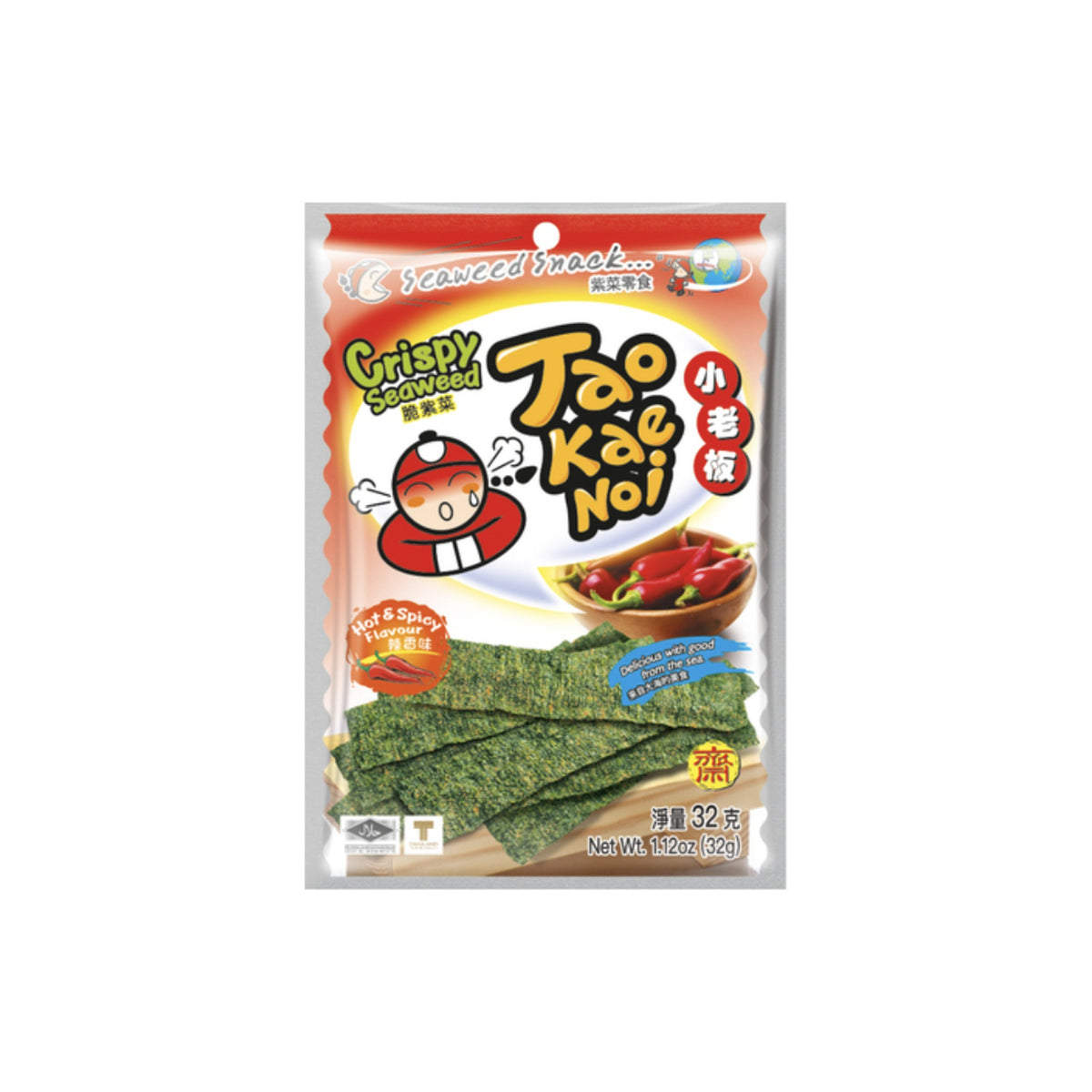 TAOKAENOI Knuspriger Seetang-Snack scharf gewürzt 32g