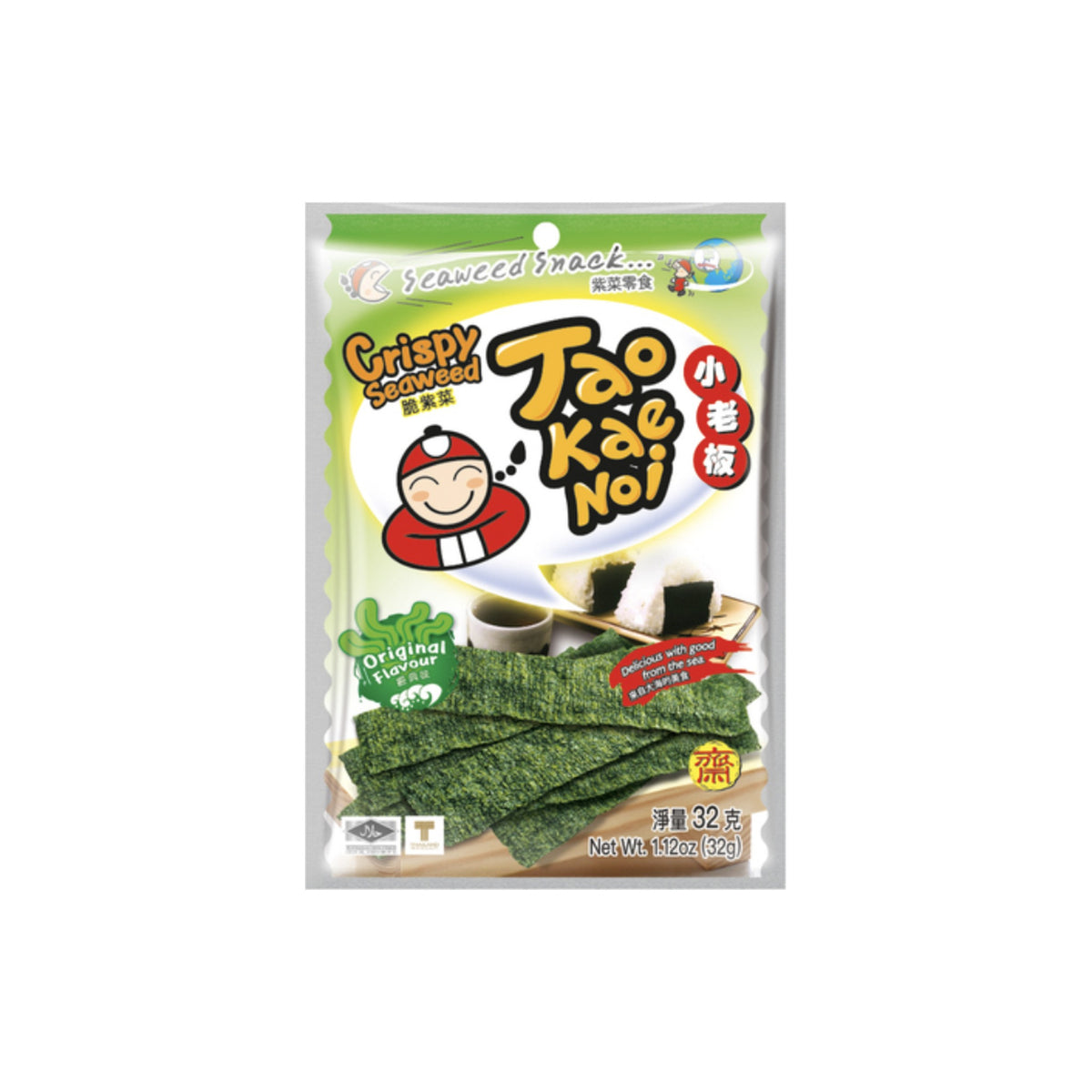 TAOKAENOI Seetang-Snack Classic Original (รสคลาสสิค เถ้าแก่น้อย) 32g - Ohayo Asia Shop