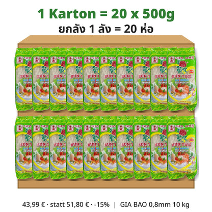 GIA BAO Reisnudeln Bún Tươi 0,8mm 20x500g Karton – เส้นขนมจีน ยกลัง 20 ห่อ